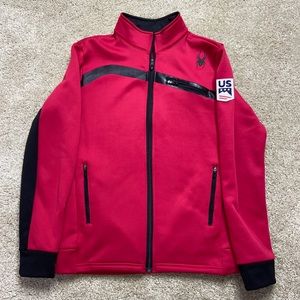 Spyder USA Ski team zip up jacket. red color size medium